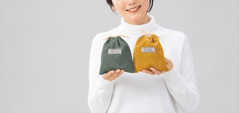 リッジコーデュロイ巾着ポーチ