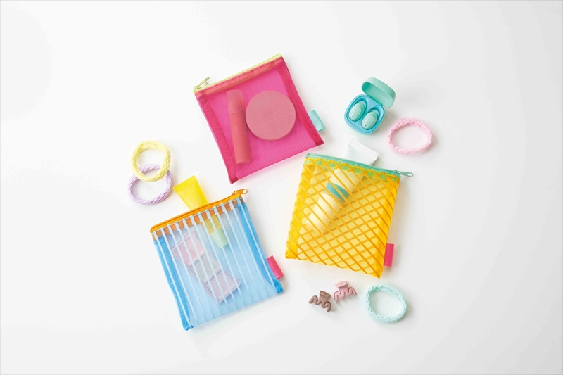 リアークカラーメッシュポーチ