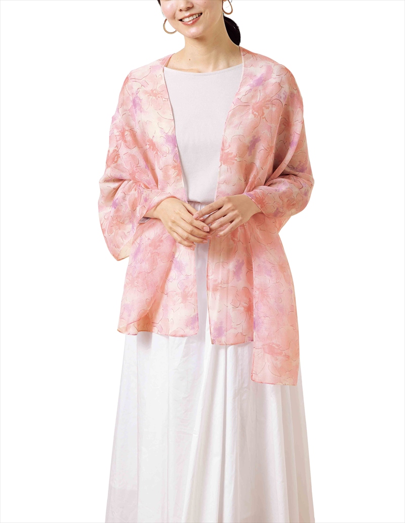 アラフルUVケア花柄ストール